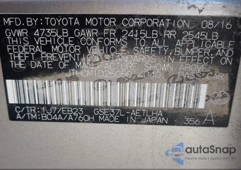 2016 Lexus Is 300 z USA, uszkodzony, nr VIN JTHCM1D25G5014040